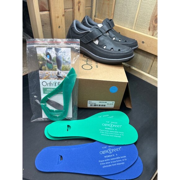 Orthofeet Womens Serene Orthopedic Shoes Size 9 Black Medium With Arch Booster I - Picture 1 of 10